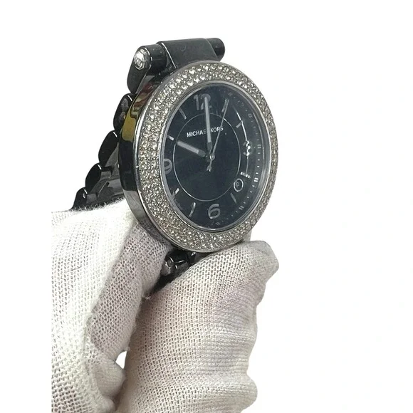 y2k vtg lot of 2 Michael Kors Ceramic Watch crystal bezel mother of pearl‎ - Picture 14 of 16